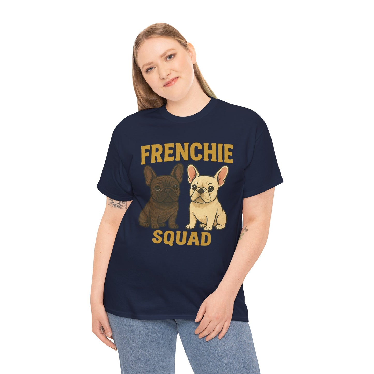 Frenchie Squad T-Shirt | Matching French Bulldog Lover Tee | Retro Dog Mom & Dad Shirt | Cute Frenchie Crew Top | Brindle & Cream Bulldog Graphic