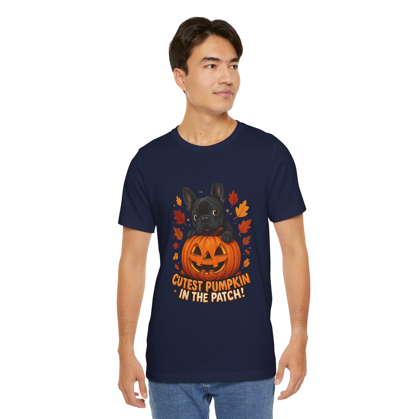 Cutest Pumpkin in the Patch Frenchie T-Shirt | Halloween Dog Lover Tee | Fall French Bulldog Shirt | Cute Pumpkin Patch Graphic Tee