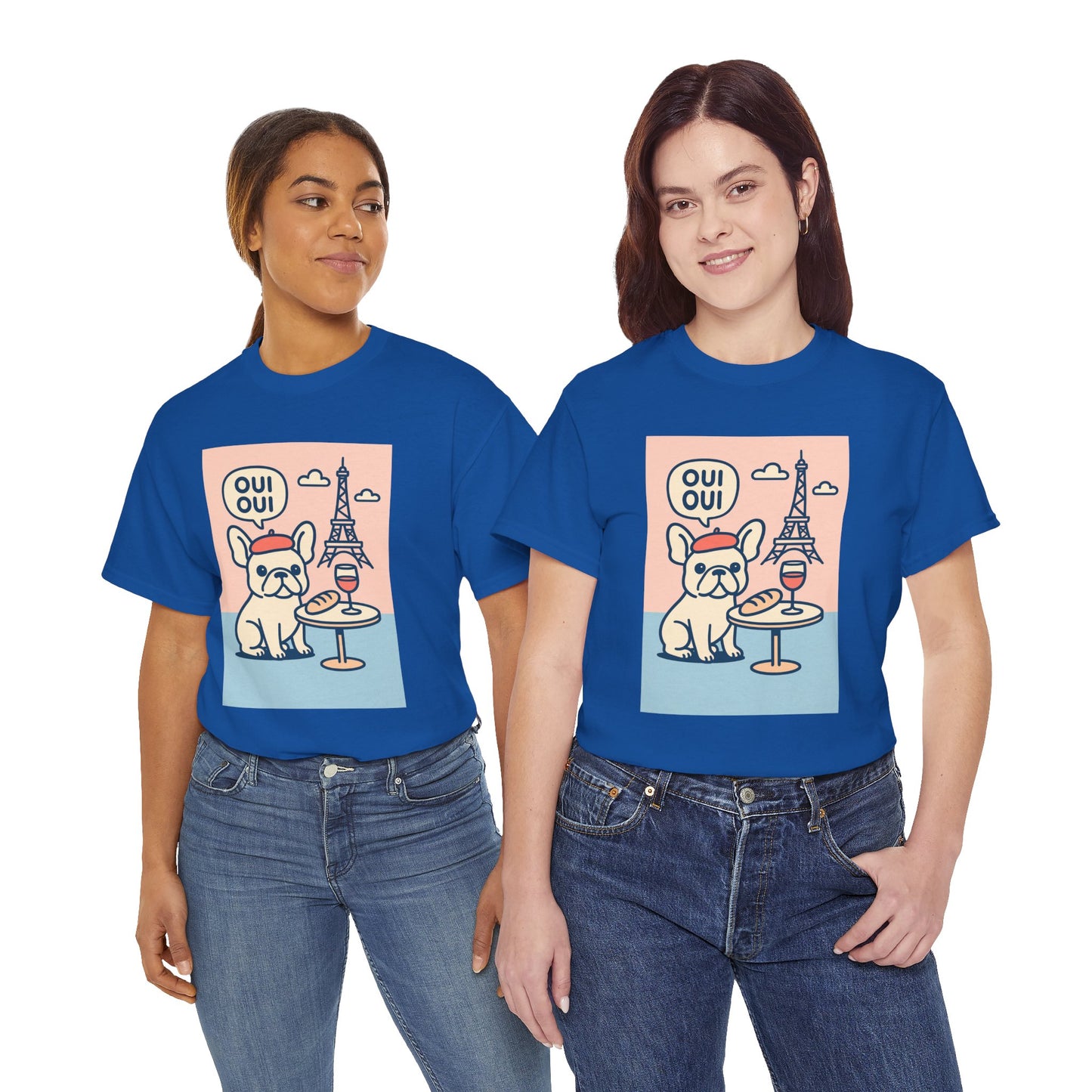 Oui Oui Frenchie Paris T-Shirt – Cute French Bulldog Café Tee, Paris Dog Lover Shirt, Beret & Baguette Graphic, French Bulldog Gift for Women & Men