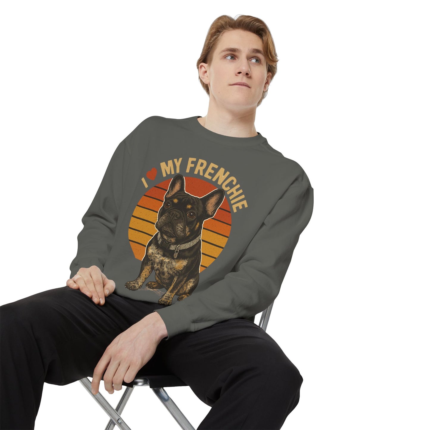 I Love My Frenchie Sweatshirt | Retro French Bulldog Pullover | Vintage Dog Lover Crewneck | Frenchie Mom & Dad Gift