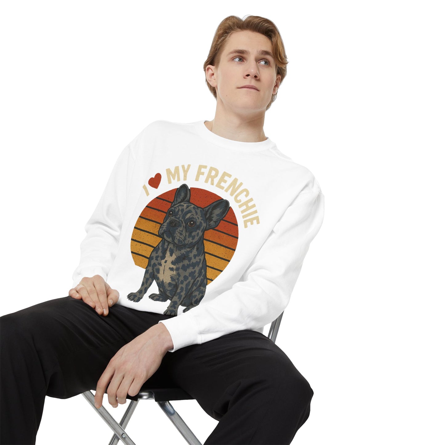 Retro Merle French Bulldog Pullover | Vintage Frenchie Sweatshirt | Cute Dog Lover Gift | Unisex Cozy French Bulldog Sweater