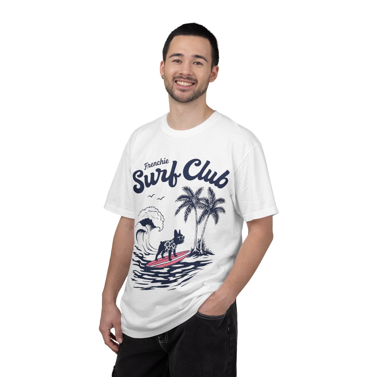 Frenchie Surf Club Shirt, Surfing French Bulldog Tee, Beach Frenchie Shirt, Summer Dog Lover Shirt, Coastal French Bulldog Gift