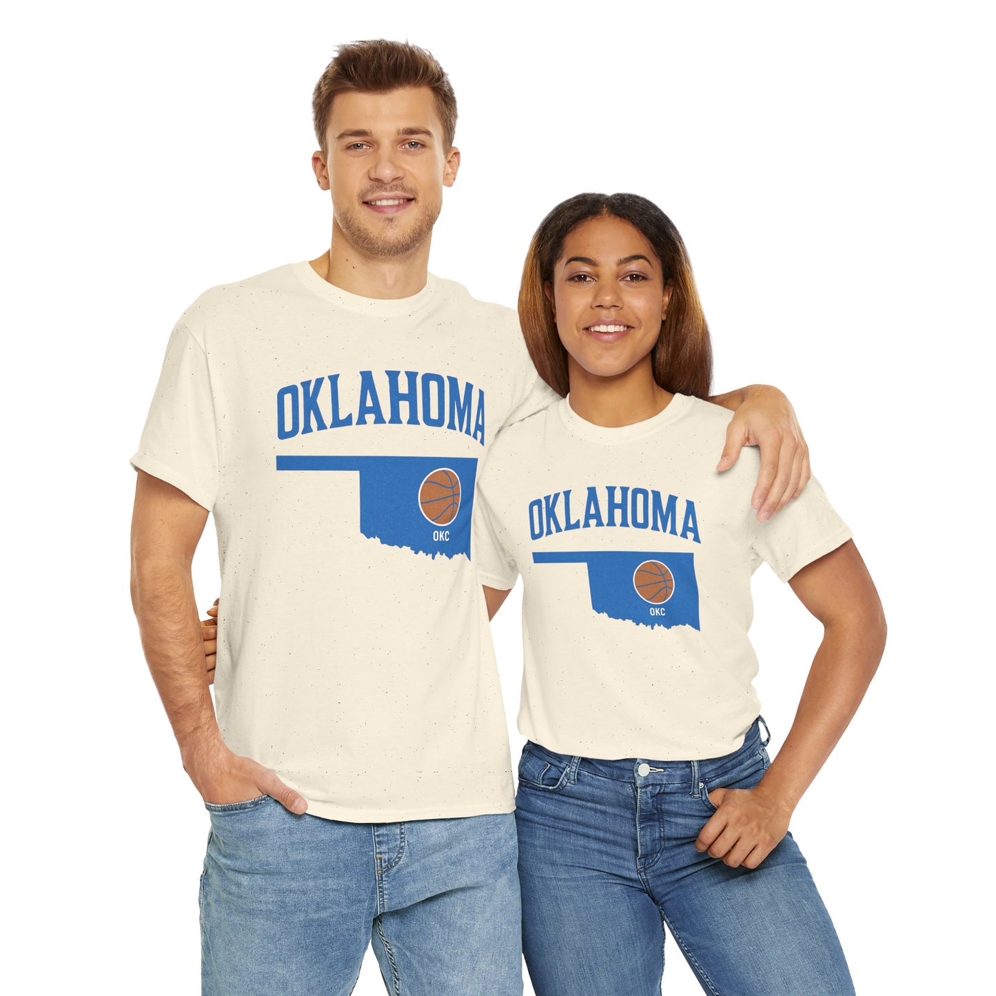 Oklahoma City Basketball Shirt | OKC Basketball Style Tee | Blue & Orange Oklahoma State T-Shir