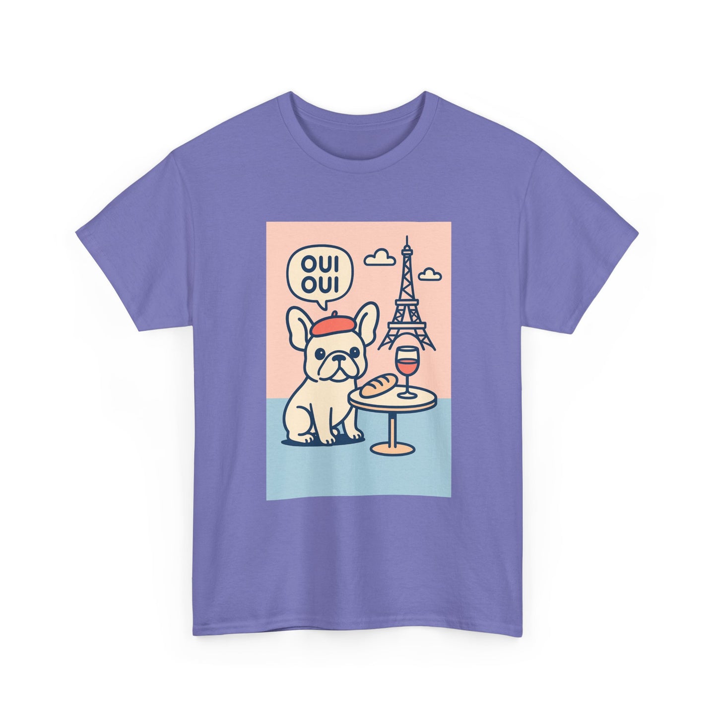 Oui Oui Frenchie Paris T-Shirt – Cute French Bulldog Café Tee, Paris Dog Lover Shirt, Beret & Baguette Graphic, French Bulldog Gift for Women & Men
