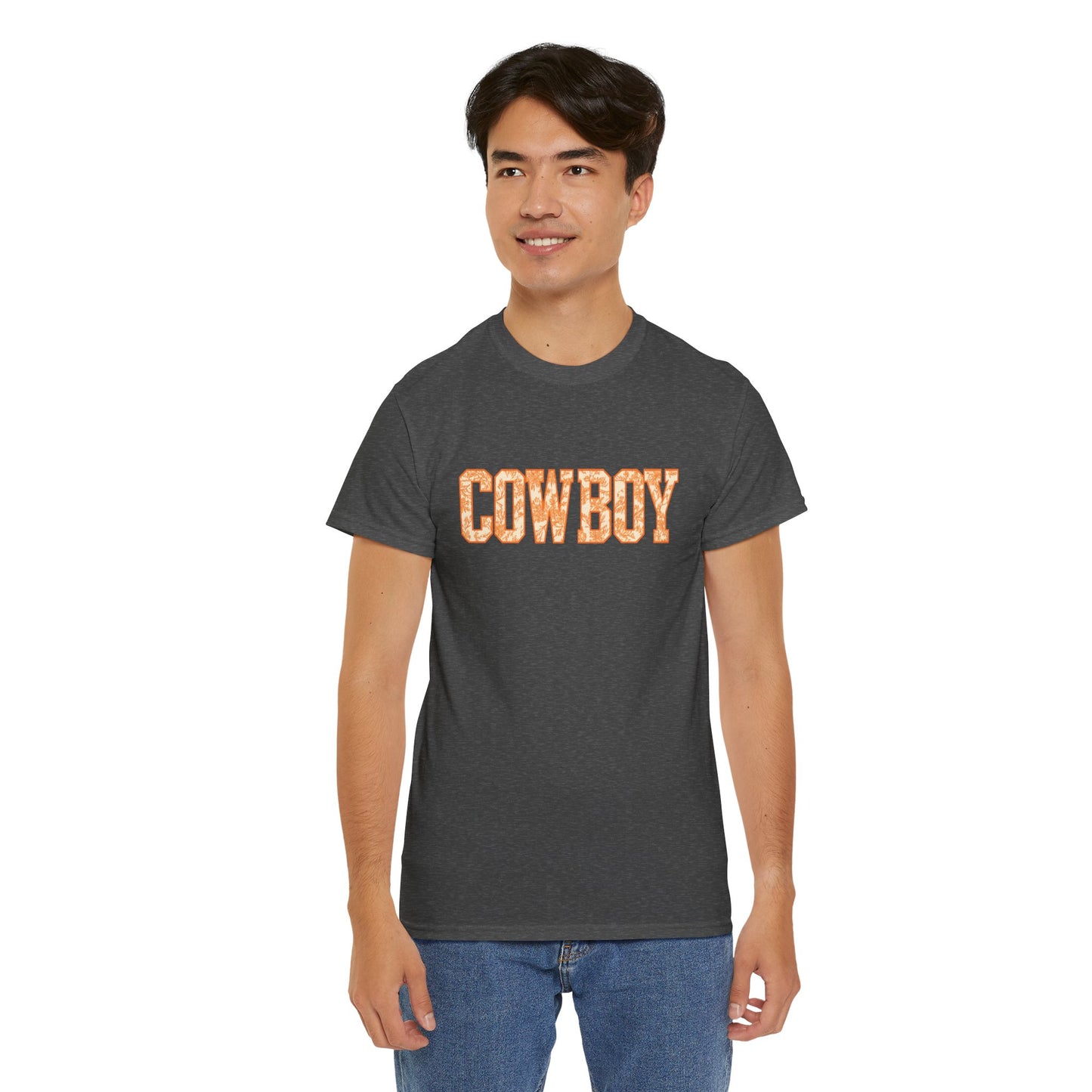 Cowboy Shirt | Western Graphic Tee | Orange Cowboy Typography Shirt | Oklahoma Football Tee | Country Style Cowboy Fan Gift