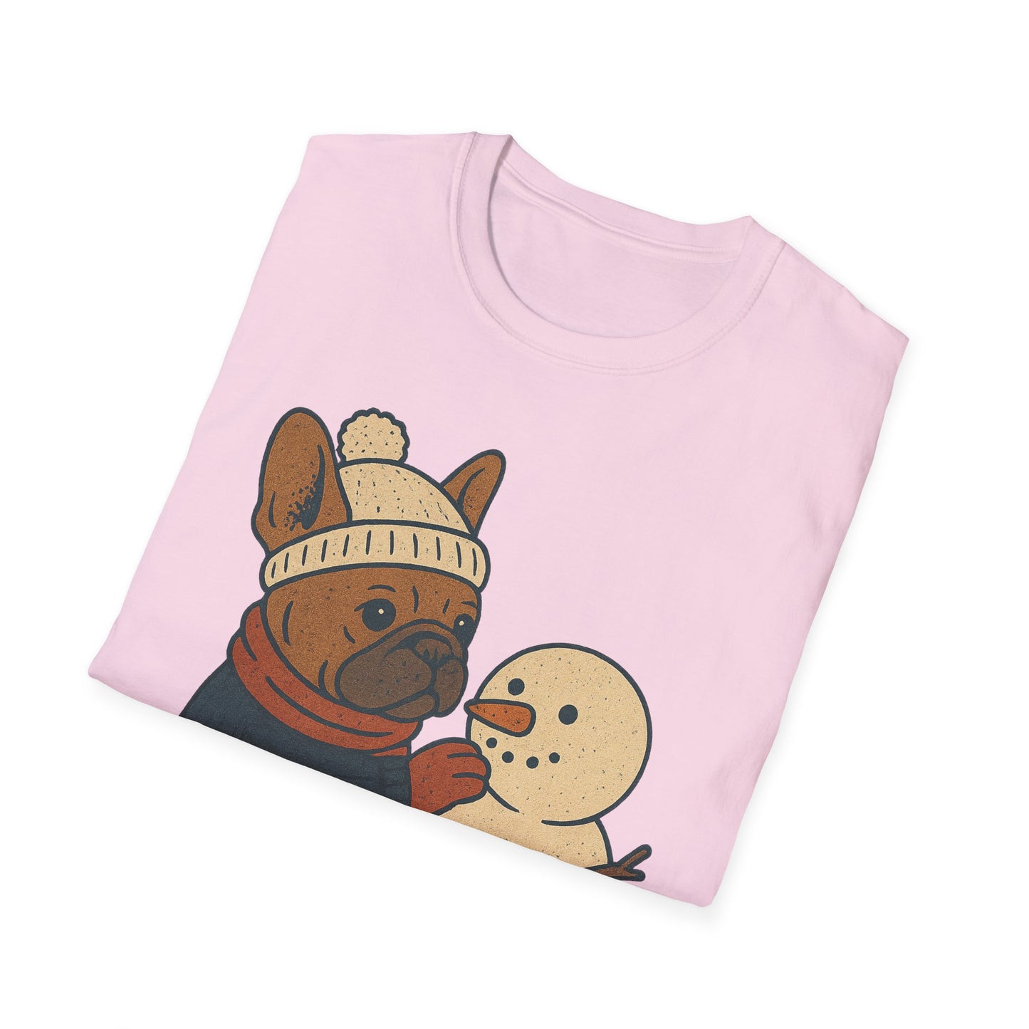 French Bulldog Snowman T-Shirt • Cute Winter Frenchie Tee • Holiday Dog Lover Shirt • Christmas Pup Graphic • Cozy Winter Pet Lover Gift