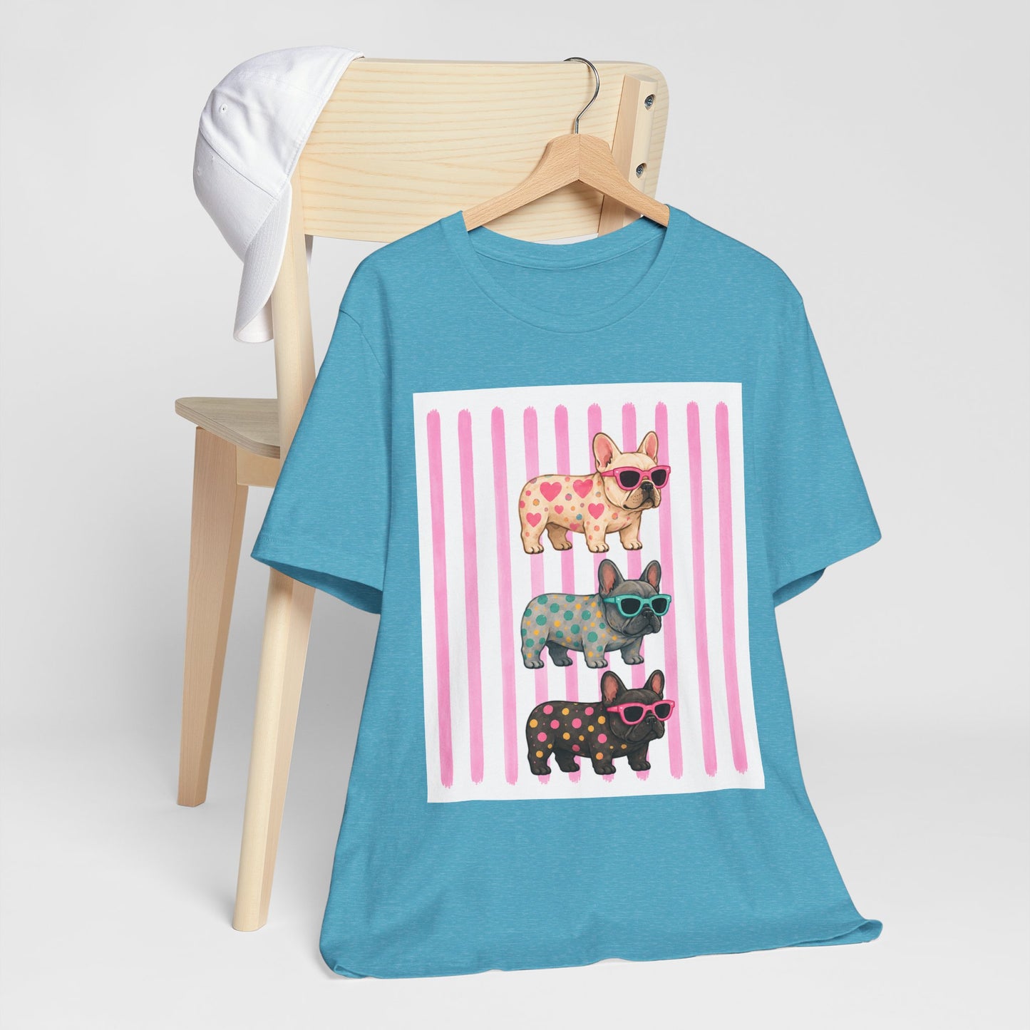 Cute French Bulldog Shirt, Pink Frenchie Sunglasses Tee, Colorful Frenchie Graphic Shirt, Dog Mom Gift, French Bulldog Lover T-Shirt
