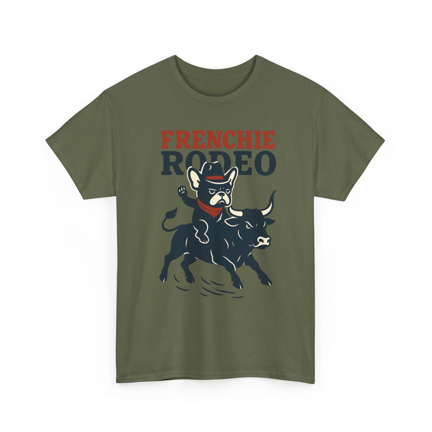 Frenchie Rodeo T-Shirt | Cowboy French Bulldog Graphic Tee | Funny Western Dog Lover Shirt | Frenchie Bull Rider Gift | Rodeo Style Tee