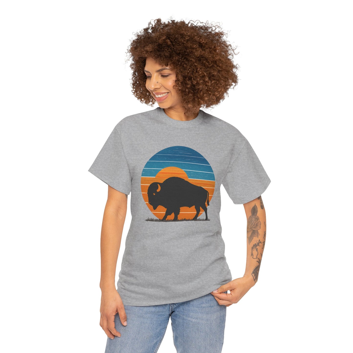 Oklahoma Bison Sunset Shirt | Retro Buffalo Tee | OKC Basketball Colors T-Shirt