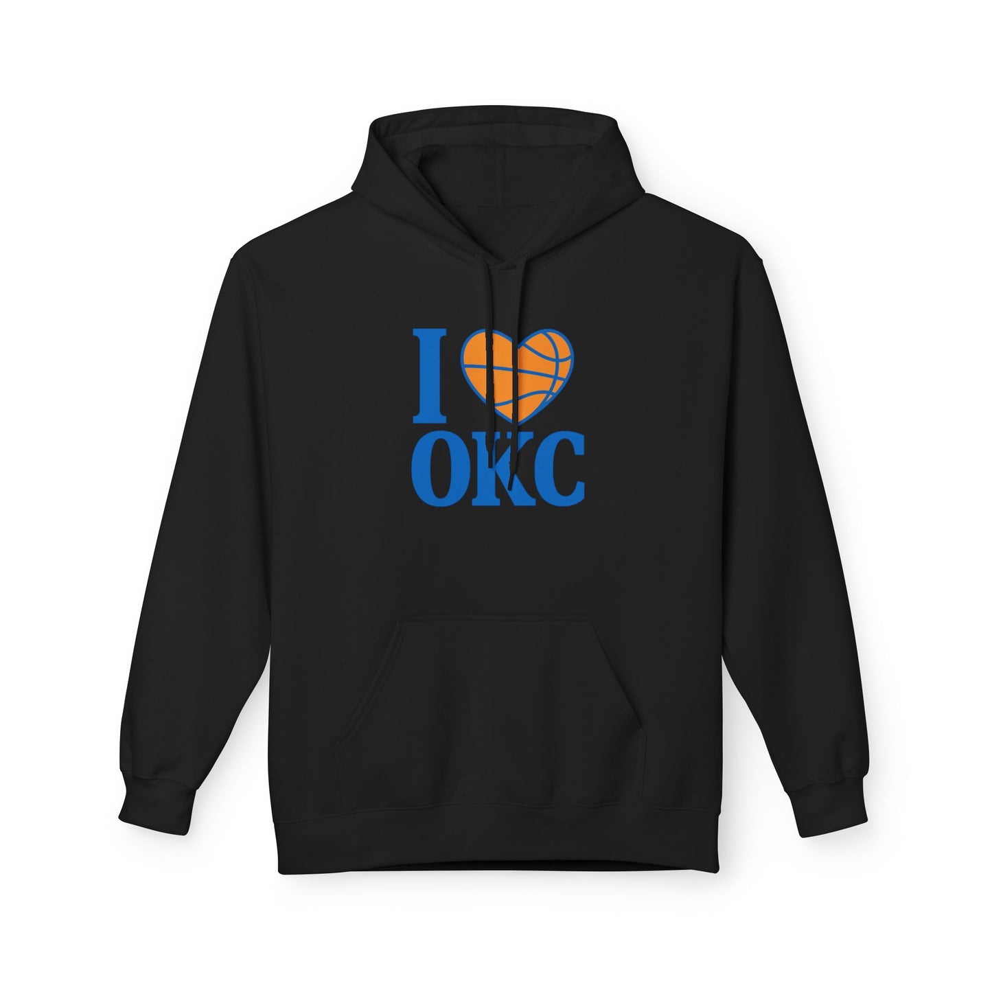 I Love OKC Basketball Hoodie | Oklahoma City Fan Pullover | Blue & Orange Game Day Sweatshirt