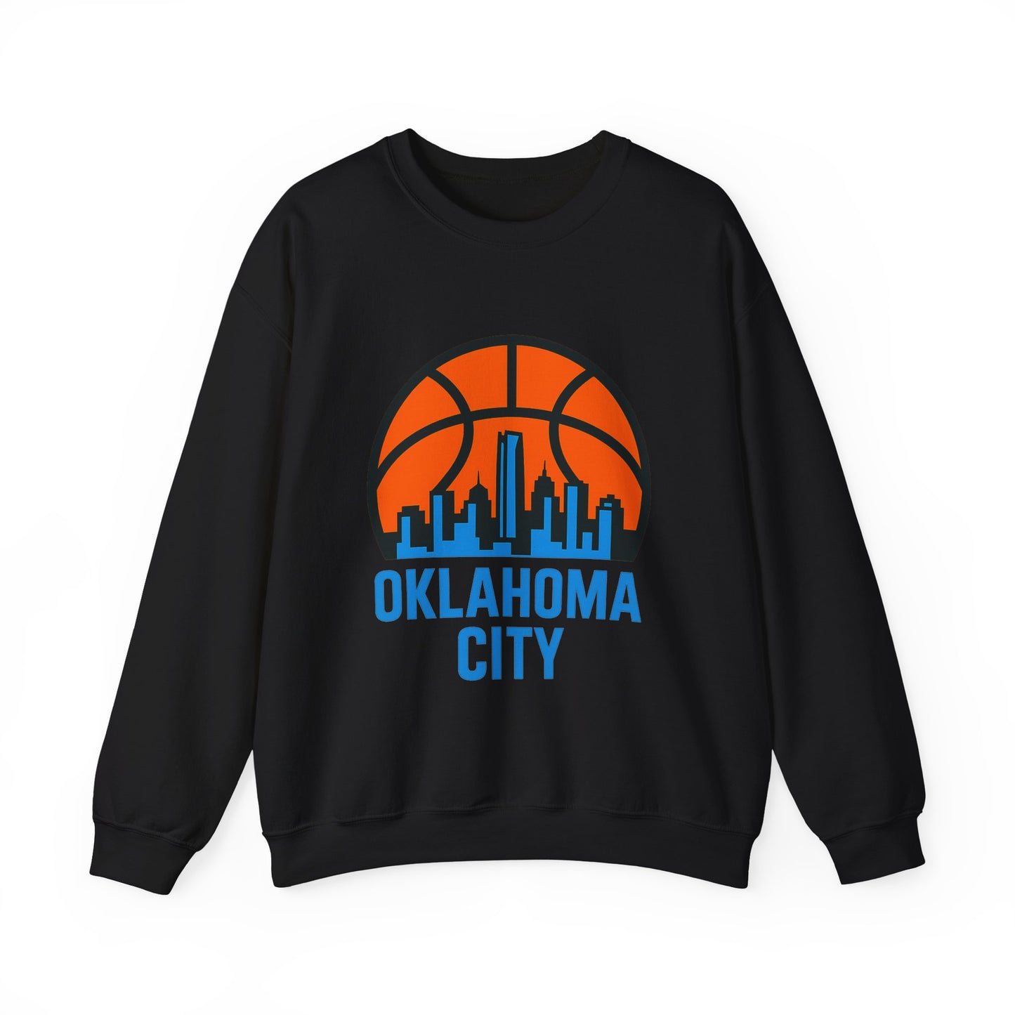 Oklahoma City Basketball Sweatshirt | Blue & Orange Skyline Pullover
