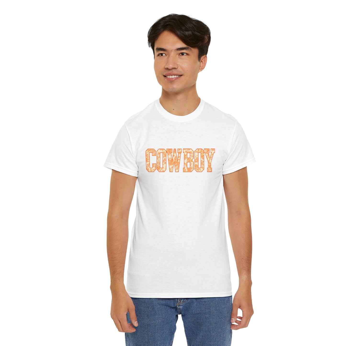 Cowboy Shirt | Western Graphic Tee | Orange Cowboy Typography Shirt | Oklahoma Football Tee | Country Style Cowboy Fan Gift