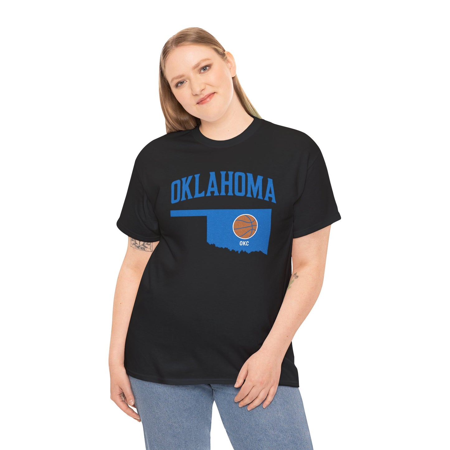 Oklahoma City Basketball Shirt | OKC Basketball Style Tee | Blue & Orange Oklahoma State T-Shir