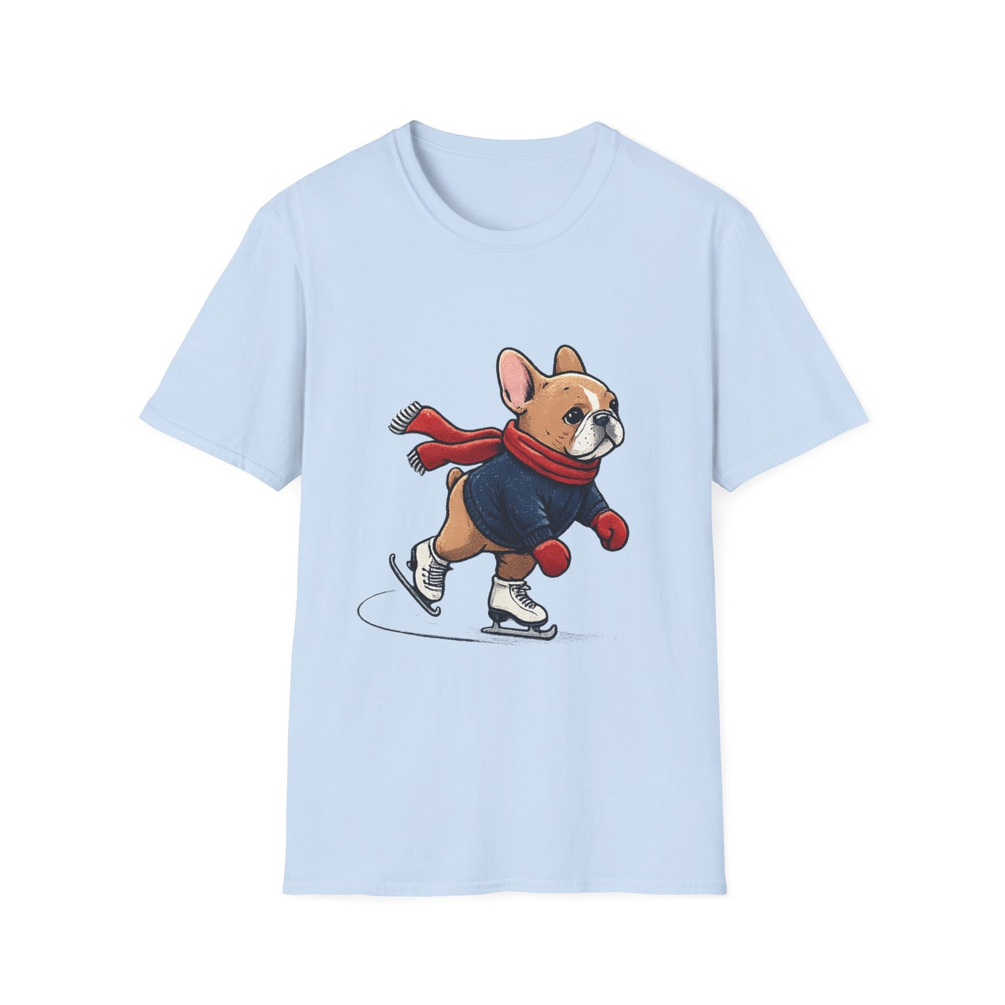 French Bulldog Ice Skating Shirt – Cute Winter Frenchie Tee, Holiday Dog Lover Gift, Skating Frenchie T-Shirt, Cozy Winter Puppy Graphic Tee