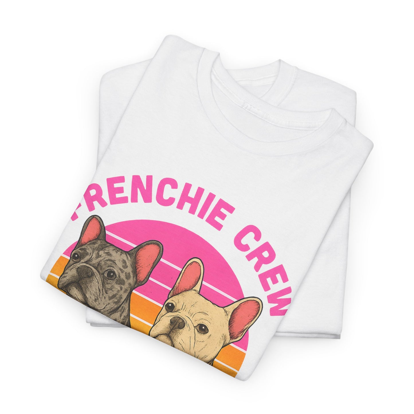 Frenchie Crew T-Shirt | Retro French Bulldog Tee | Merle & Cream Frenchie Dog Lover Shirt | Cute Gift for Frenchie Moms & Dads