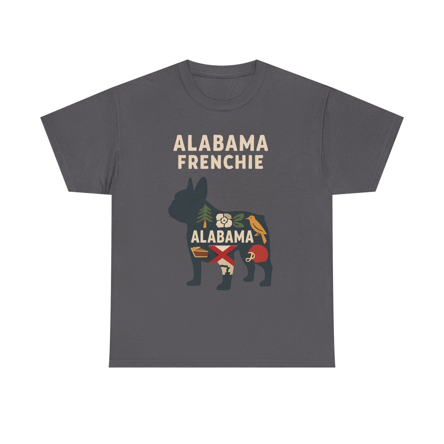 Alabama Frenchie T-Shirt – French Bulldog State Pride Tee, Retro Alabama Dog Lover Shirt, Southern Frenchie Gift for Pet Lovers