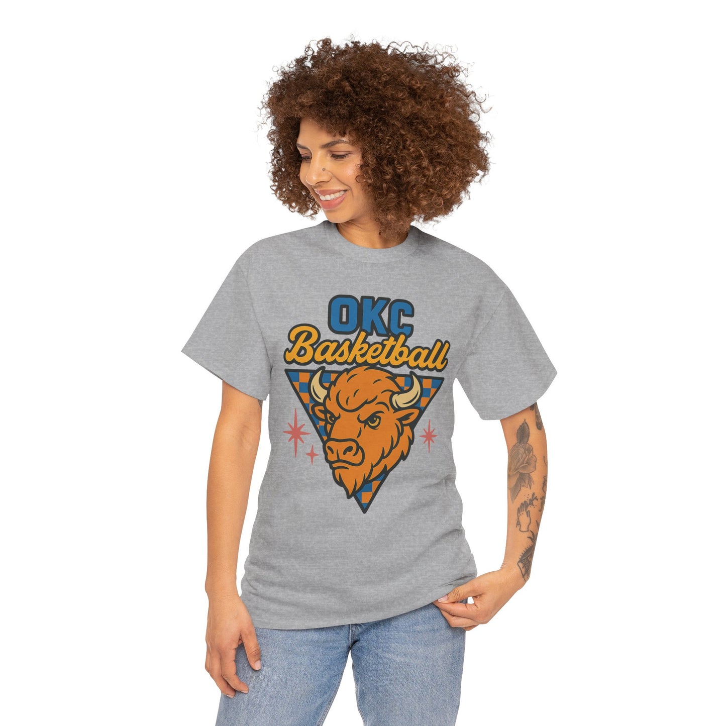 OKC Basketball Bison T-Shirt | Oklahoma City Retro Basketball Tee | Thunder Style Shirt | OKC Fan Gift | Vintage Sports Graphic