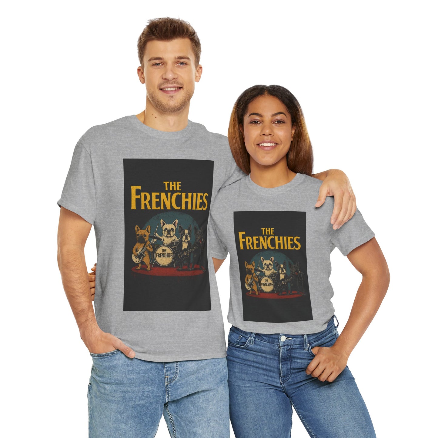 The Frenchies Band T-Shirt | Retro French Bulldog Graphic Tee | Funny Dog Lover Gift | Vintage Concert Style Frenchie Shirt