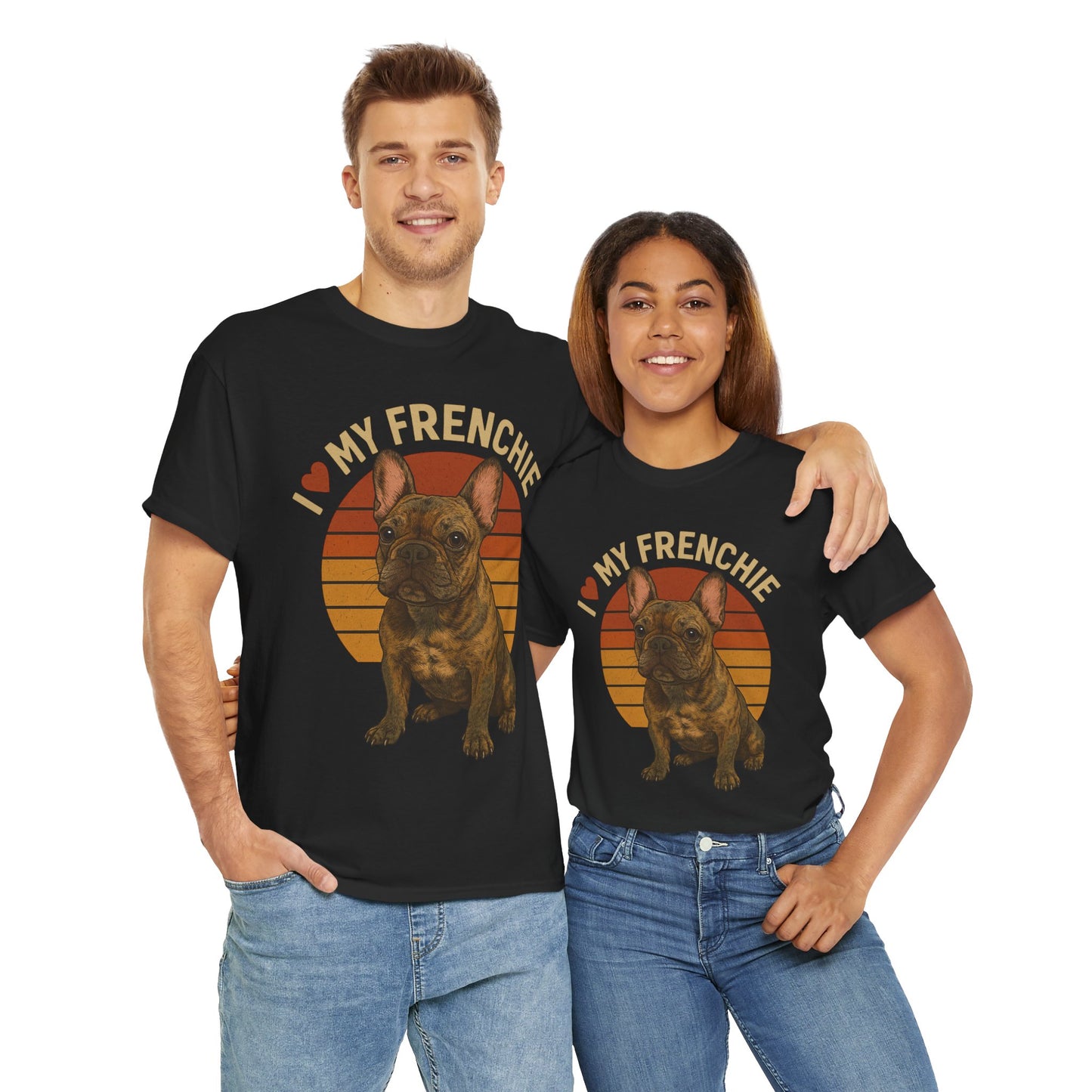 I Love My Frenchie T-Shirt | Brindle French Bulldog Retro Tee | Vintage Dog Lover Shirt | Frenchie Mom & Dad Gift