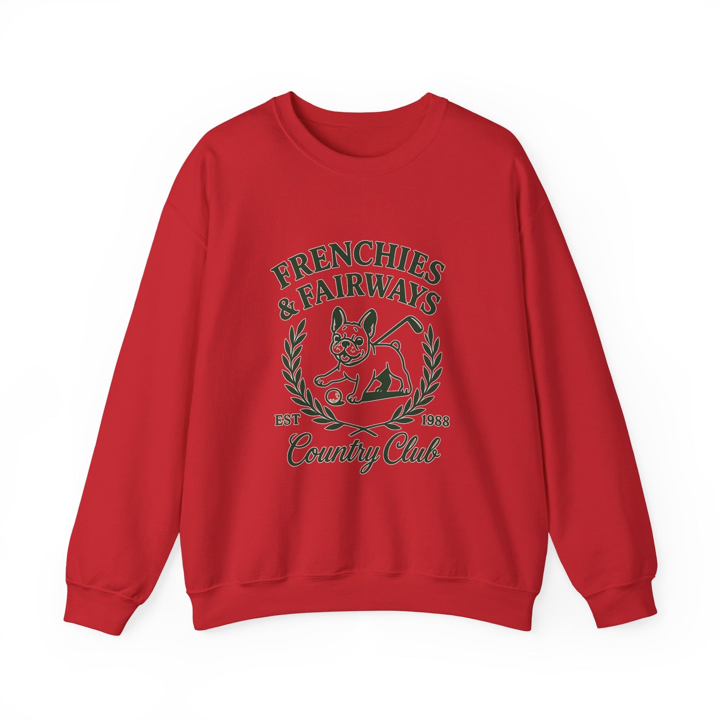 Frenchies & Fairways Sweatshirt | Golf Inspired French Bulldog Pullover | Country Club Retro Crewneck | Dog Lover Golf Gift Sweater
