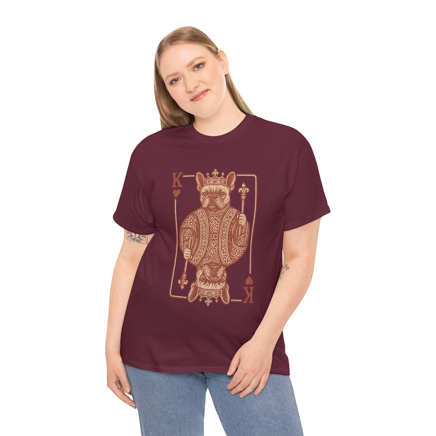 King French Bulldog Shirt, Frenchie Playing Card Tee, Royal Frenchie T-Shirt, Vintage French Bulldog Graphic Shirt, Dog Lover Gift, King of Hearts Frenchie Tee