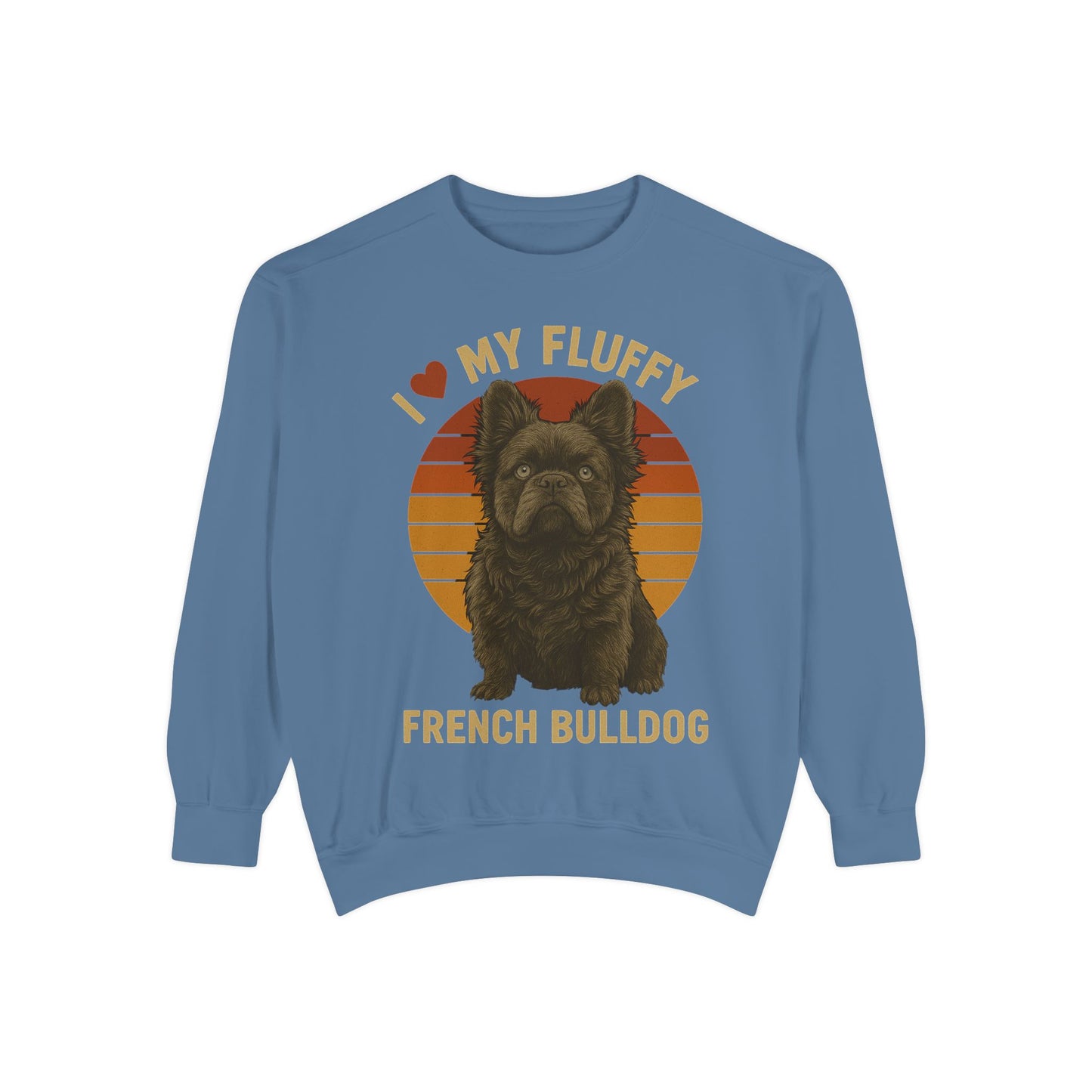 Fluffy French Bulldog Sweatshirt – I Love My Fluffy Frenchie Pullover, Retro Dog Lover Sweater, Cute Fluffy Frenchie Gift for Women & Men
