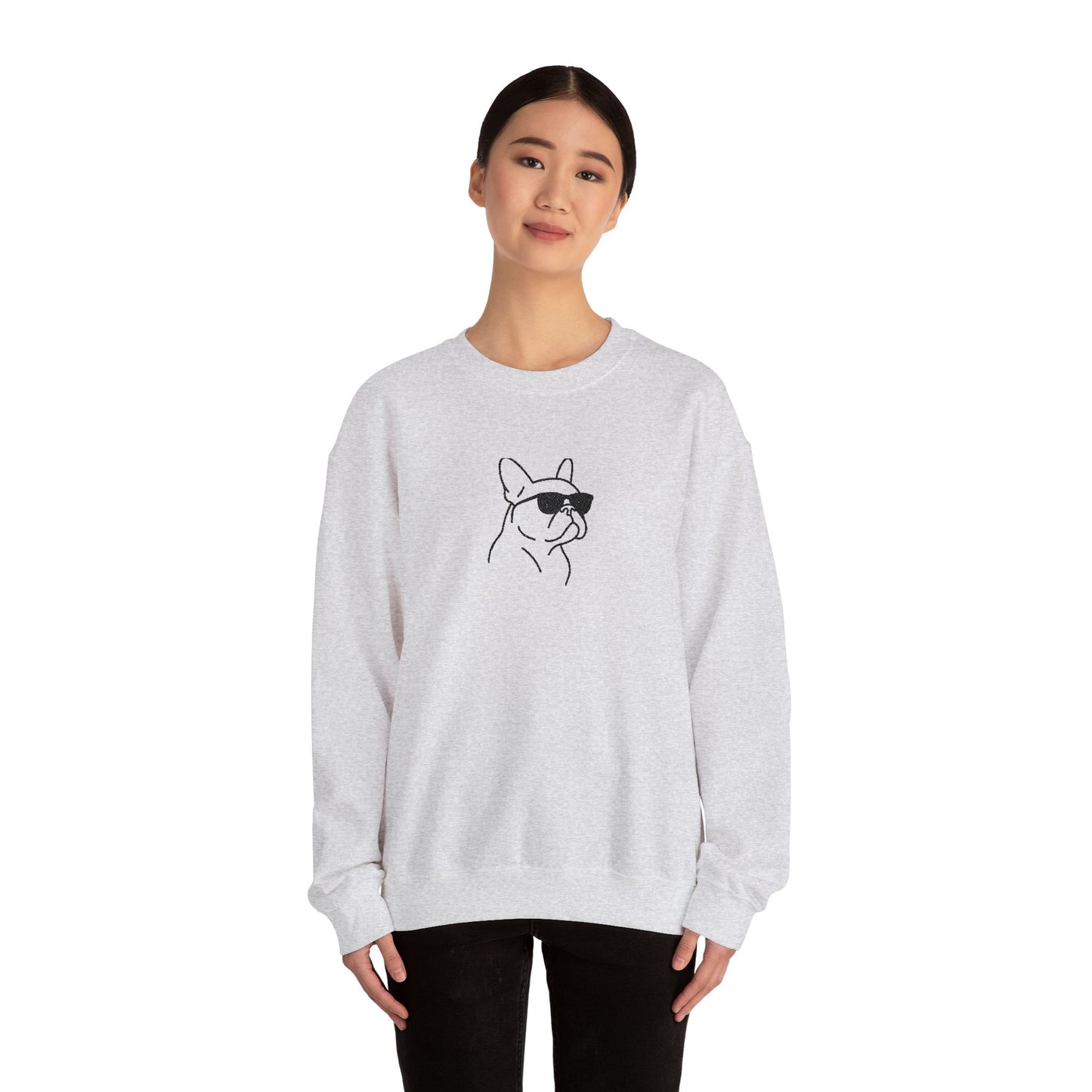 Frenchie in Shades Sweatshirt | Hot Pink French Bulldog Crewneck | Minimal Line Art Dog Lover Gift | Cute Cozy Frenchie Pullover