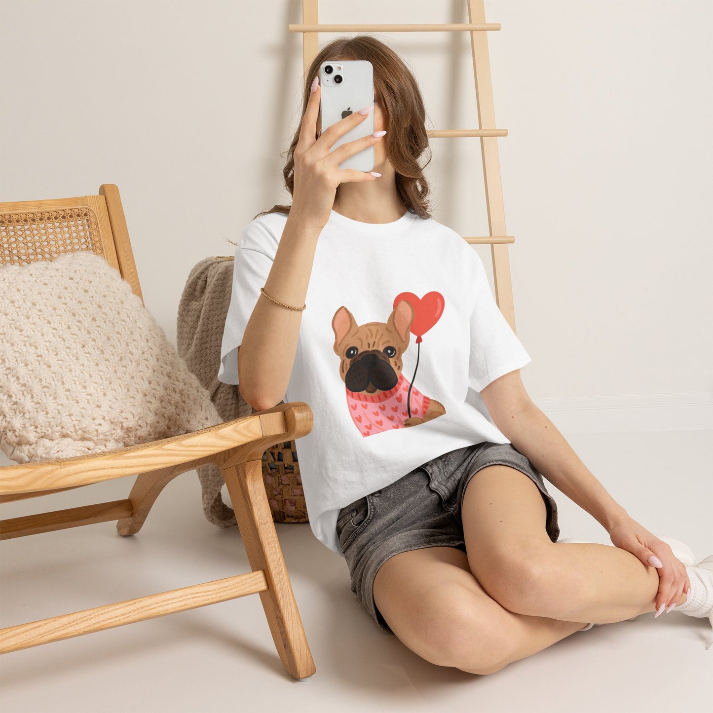 Valentine French Bulldog Shirt, Cute Frenchie Heart Balloon Tee, French Bulldog Valentine Gift, Dog Mom Valentine’s Shirt, Frenchie Love Tee