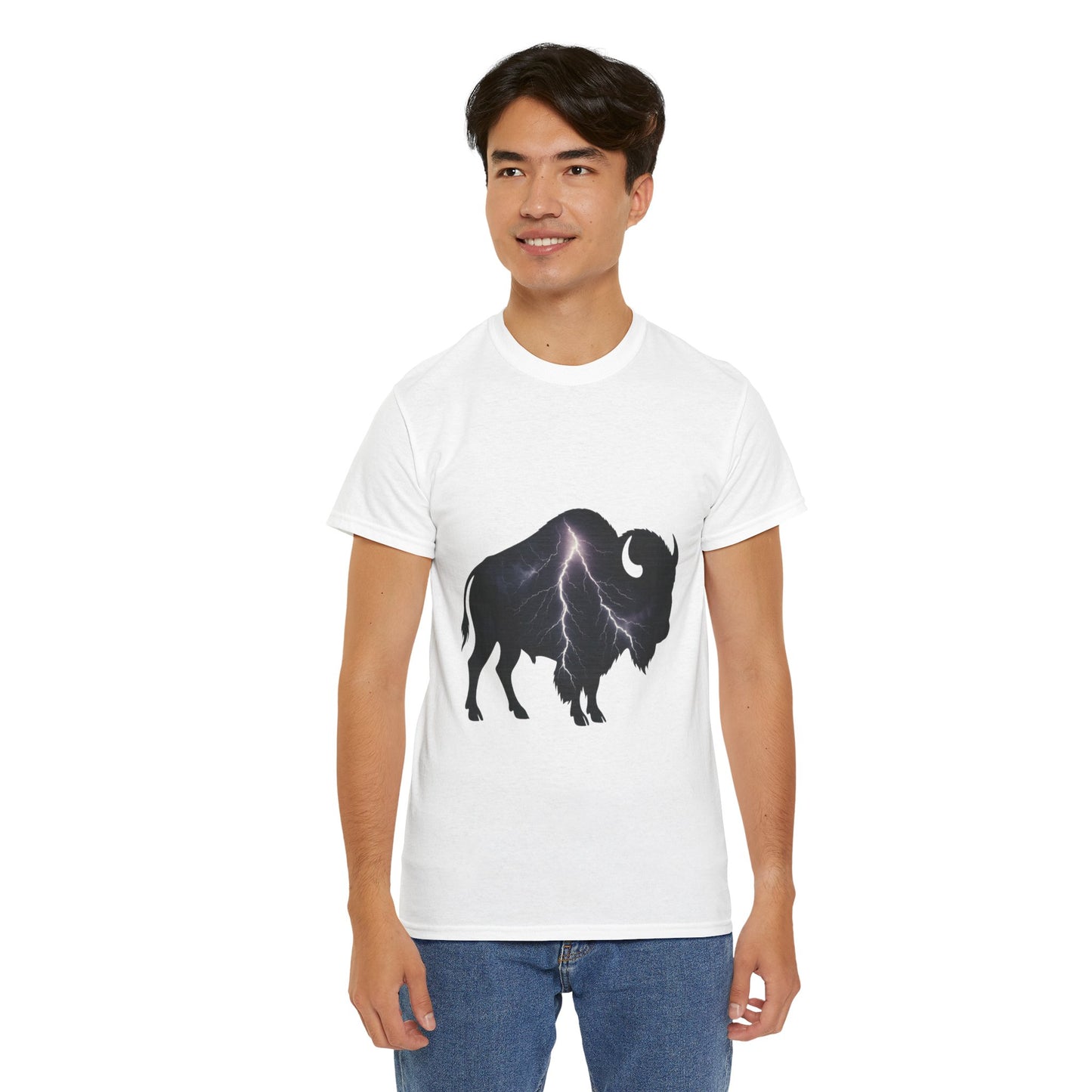 Lightning Bison T-Shirt – Oklahoma City Thunder-Inspired Tee, Electric Bison Graphic Shirt, OKC Basketball Fan Apparel
