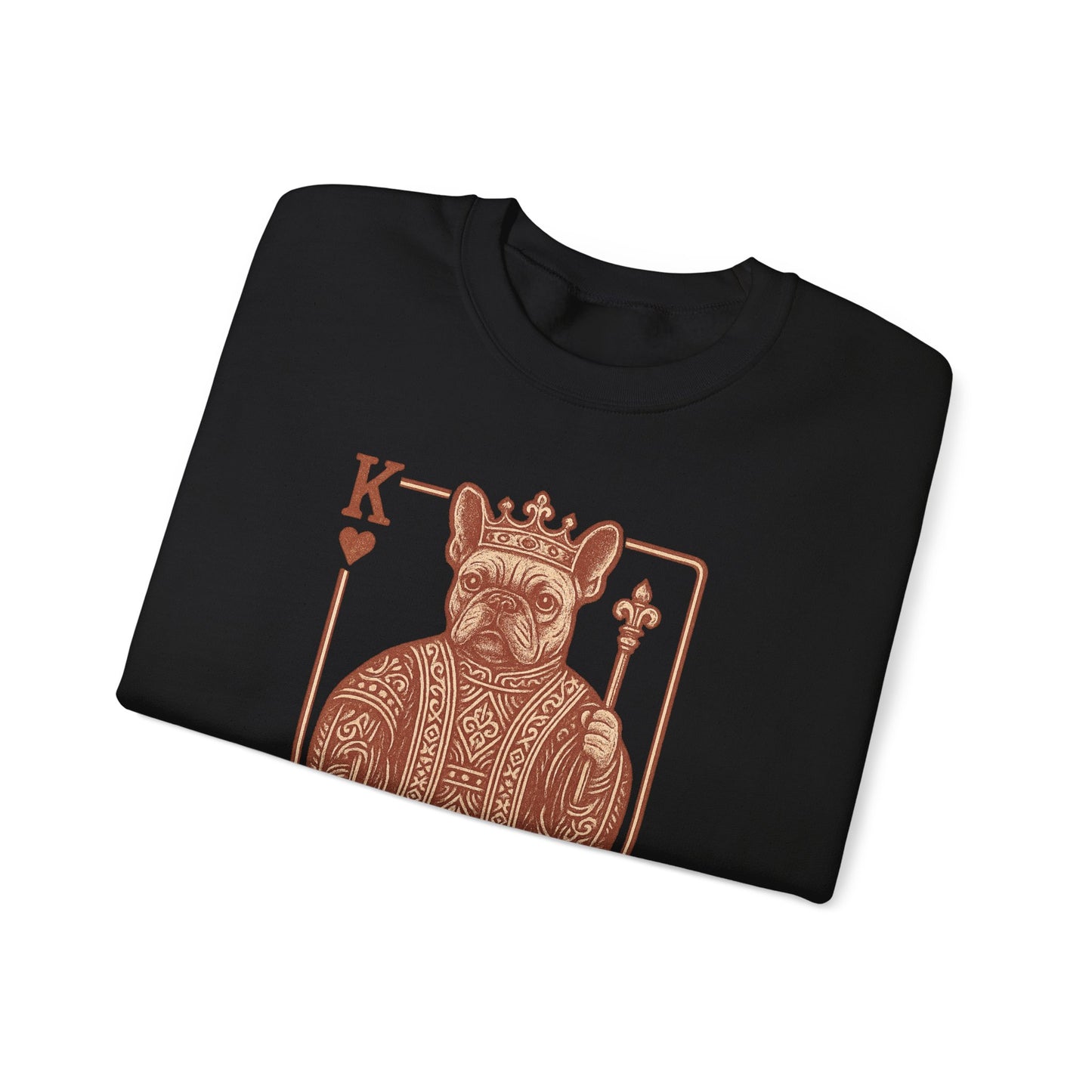 King French Bulldog Sweatshirt, Frenchie Playing Card Crewneck, Royal French Bulldog Pullover, King of Hearts Frenchie Sweatshirt, Vintage Dog Lover Gift