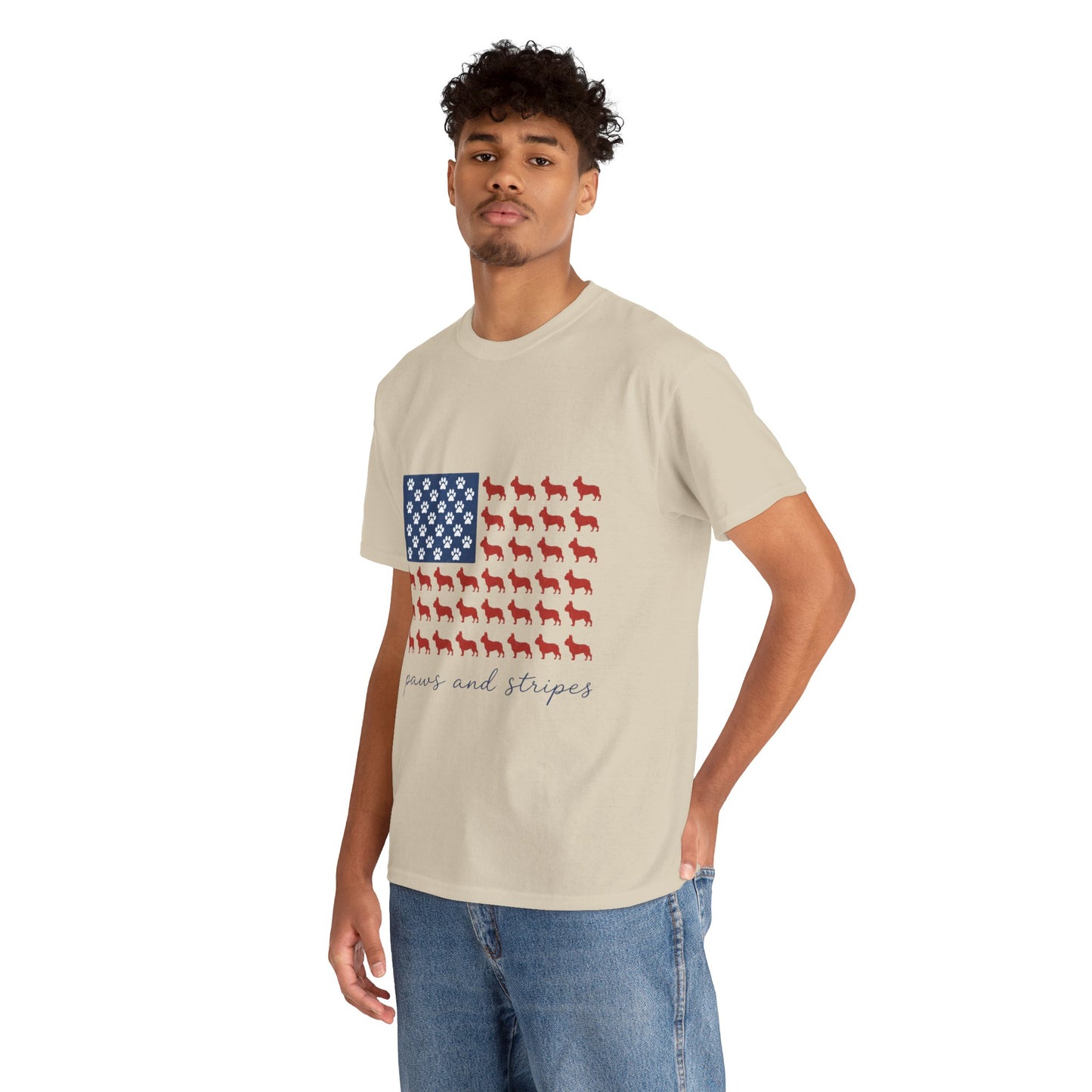 Paws and Stripes Shirt, Patriotic French Bulldog Tee, Frenchie American Flag Shirt, 4th of July Dog Lover Gift, USA Frenchie Tee