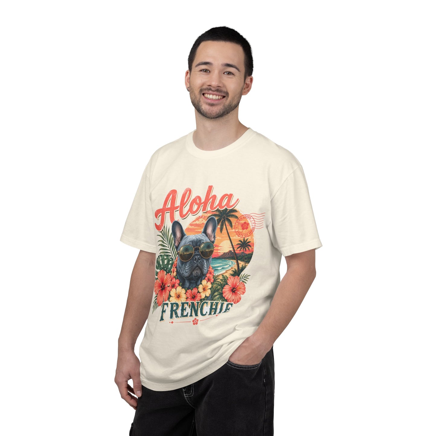 Aloha Frenchie T-Shirt — Hawaiian Sunset French Bulldog Tee
