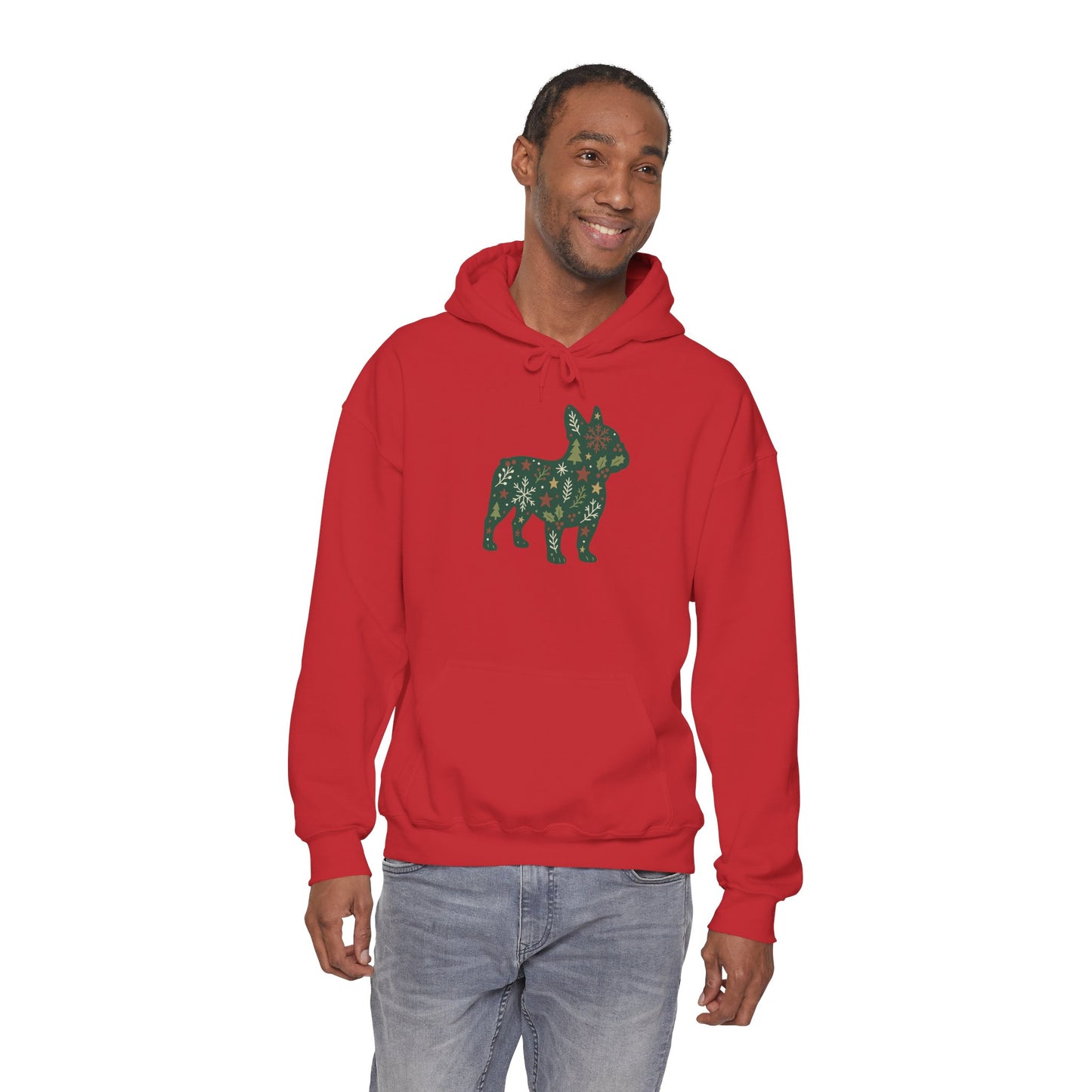 Christmas Frenchie Hoodie | Holiday French Bulldog Sweatshirt | Cute Dog Mom Gift | Frenchie Lover Xmas Hoodie | Winter Dog Silhouette Pullover