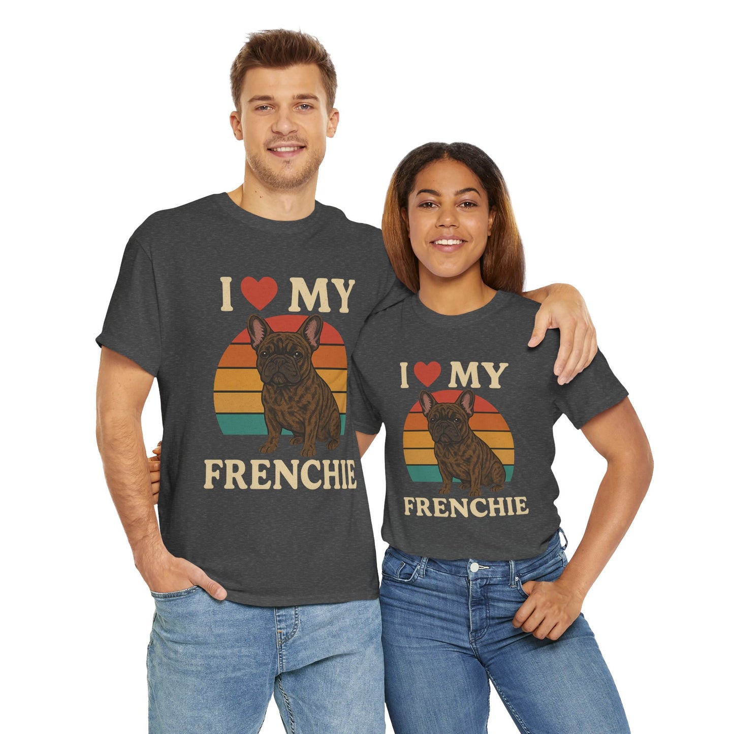 I Love My Frenchie T-Shirt | Retro French Bulldog Tee | Vintage Dog Lover Gift | Frenchie Mom & Dad Shirt | Brindle Bulldog Graphic Top