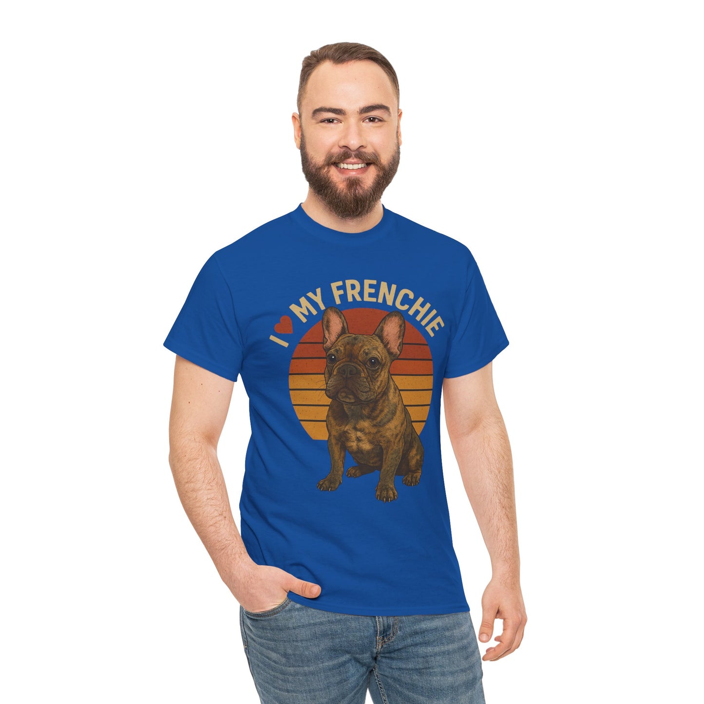 I Love My Frenchie T-Shirt | Brindle French Bulldog Retro Tee | Vintage Dog Lover Shirt | Frenchie Mom & Dad Gift