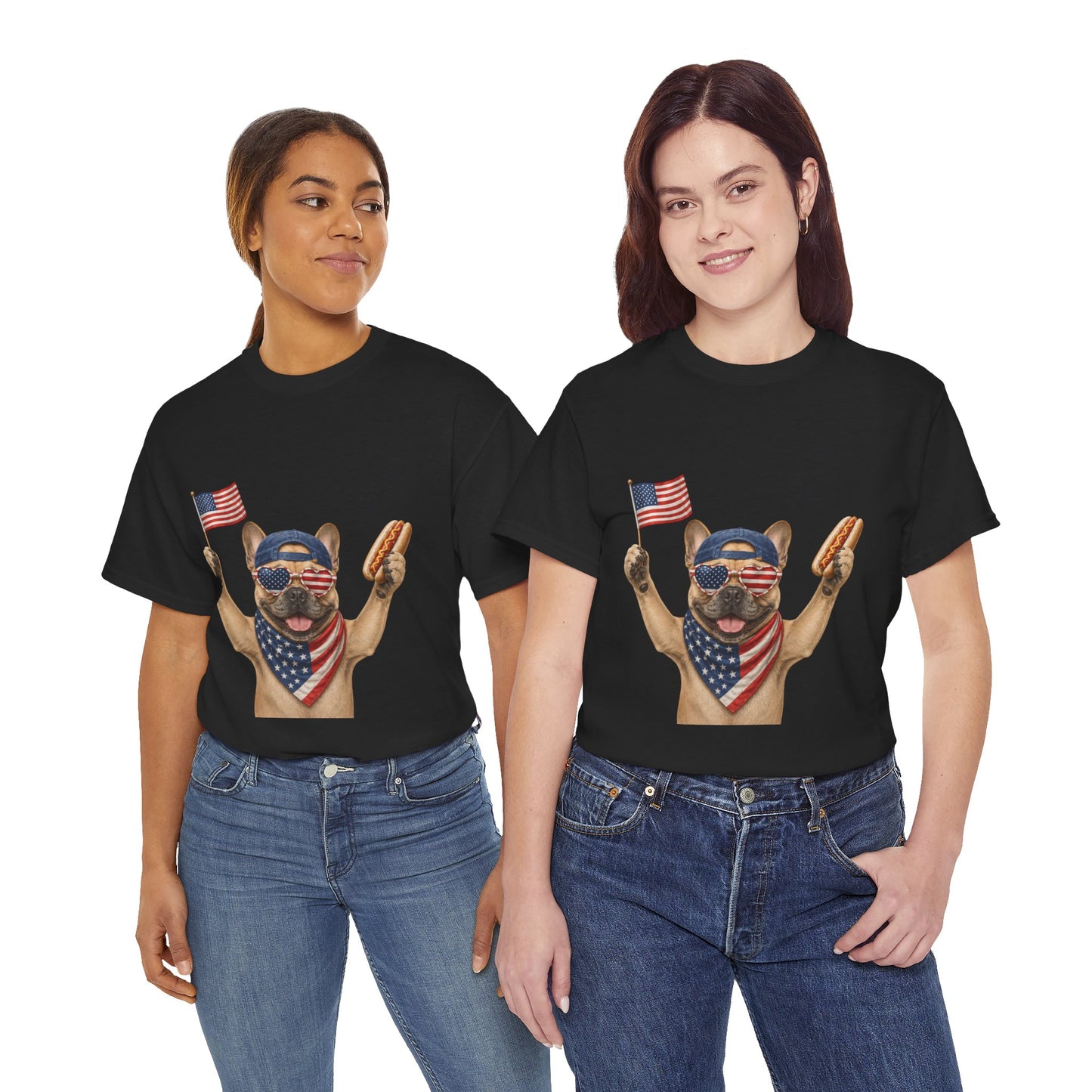 Patriotic French Bulldog Shirt, Funny Frenchie 4th of July Tee, American Flag Dog Shirt, Hot Dog French Bulldog Gift, USA Dog Lover Shirt