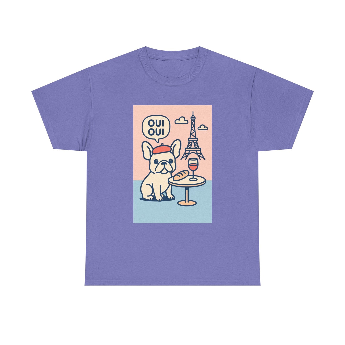Oui Oui Frenchie Paris T-Shirt – Cute French Bulldog Café Tee, Paris Dog Lover Shirt, Beret & Baguette Graphic, French Bulldog Gift for Women & Men