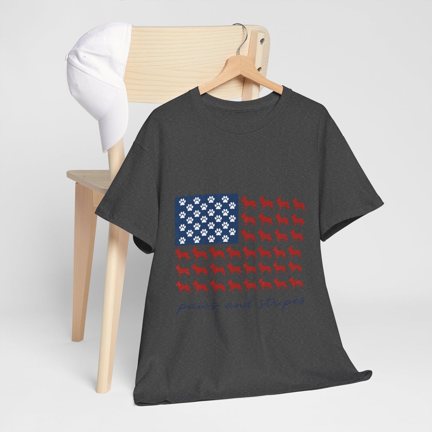 Paws and Stripes Shirt, Patriotic French Bulldog Tee, Frenchie American Flag Shirt, 4th of July Dog Lover Gift, USA Frenchie Tee