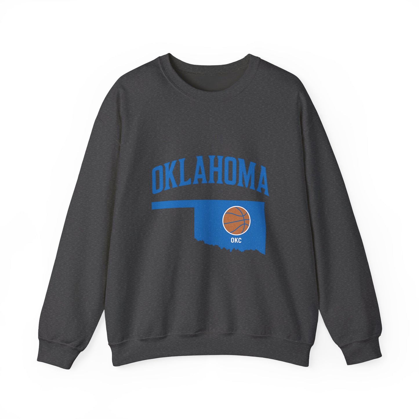 Oklahoma Basketball Sweatshirt | OKC State Outline Pullover | Blue and Orange Game Day Crewneck | Retro Oklahoma Sports Sweater