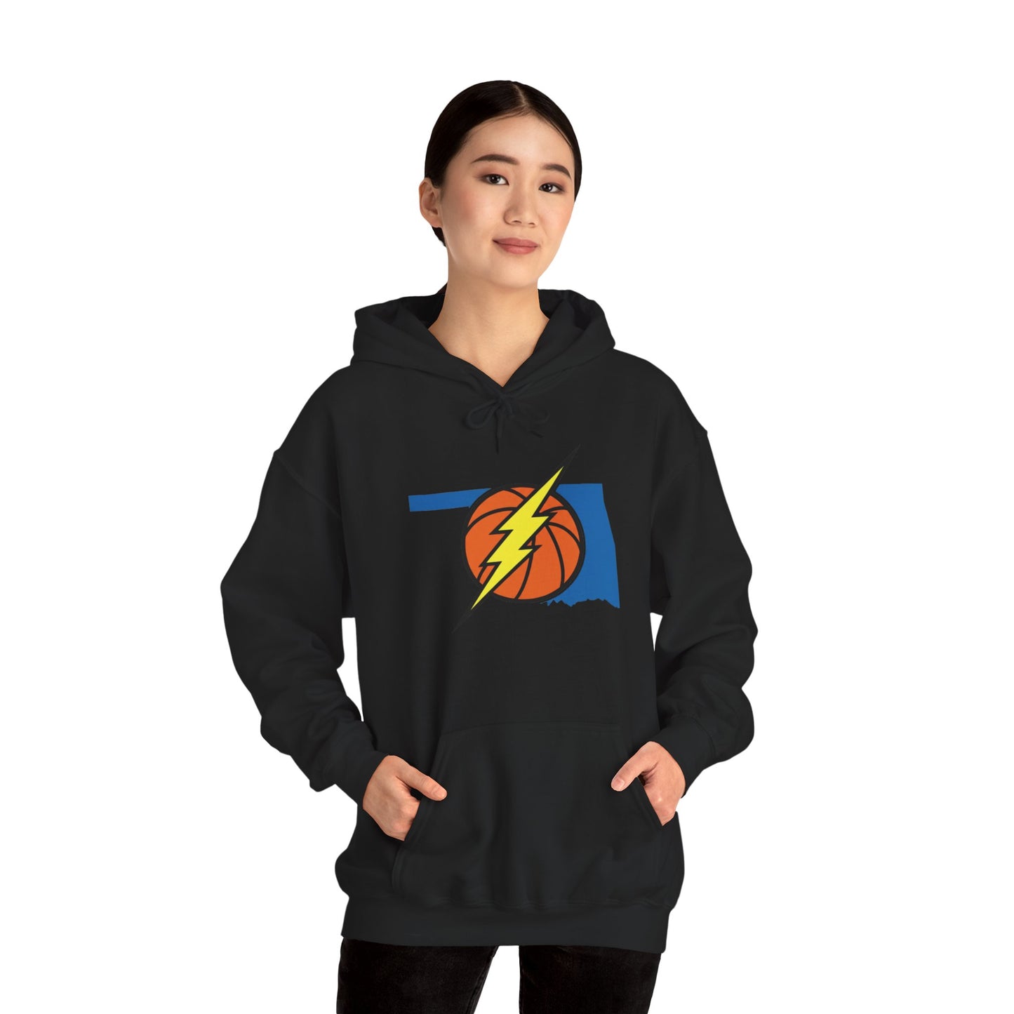 Oklahoma Basketball Lightning Hoodie | Thunder Fan Hoodie | Oklahoma Basketball Sweatshirt | Blue Orange Game Day Hoodie