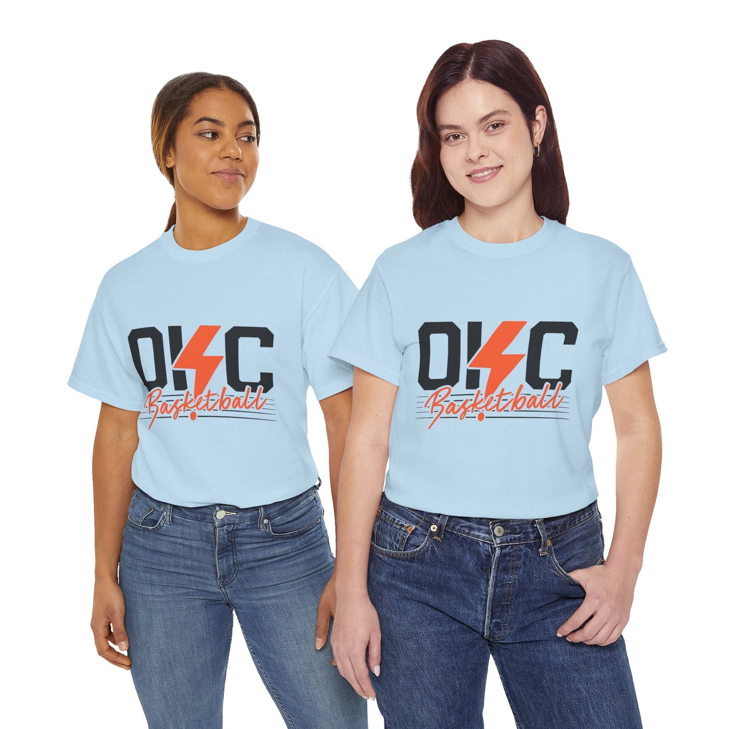 OKC Basketball Lightning Bolt Shirt • Retro Oklahoma City Hoops Tee • Blue & Orange Game Day T-Shirt • Local Basketball Fan Gift
