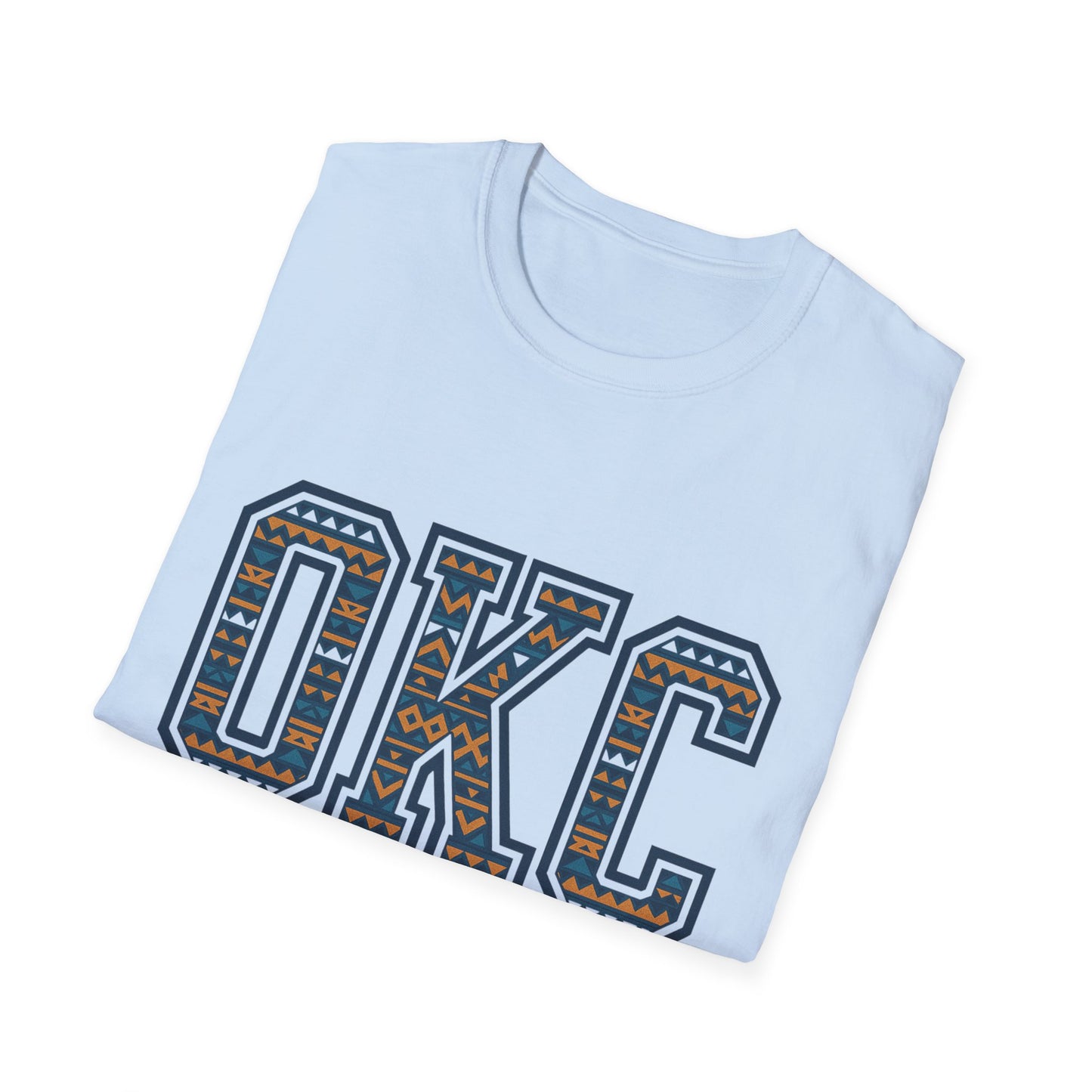 OKC Basketball T-Shirt | Tribal Aztec Letters Tee | Oklahoma City Basketball Shirt | OKC Fan Gift | Unisex Game Day Tee | Orange Thunder Style