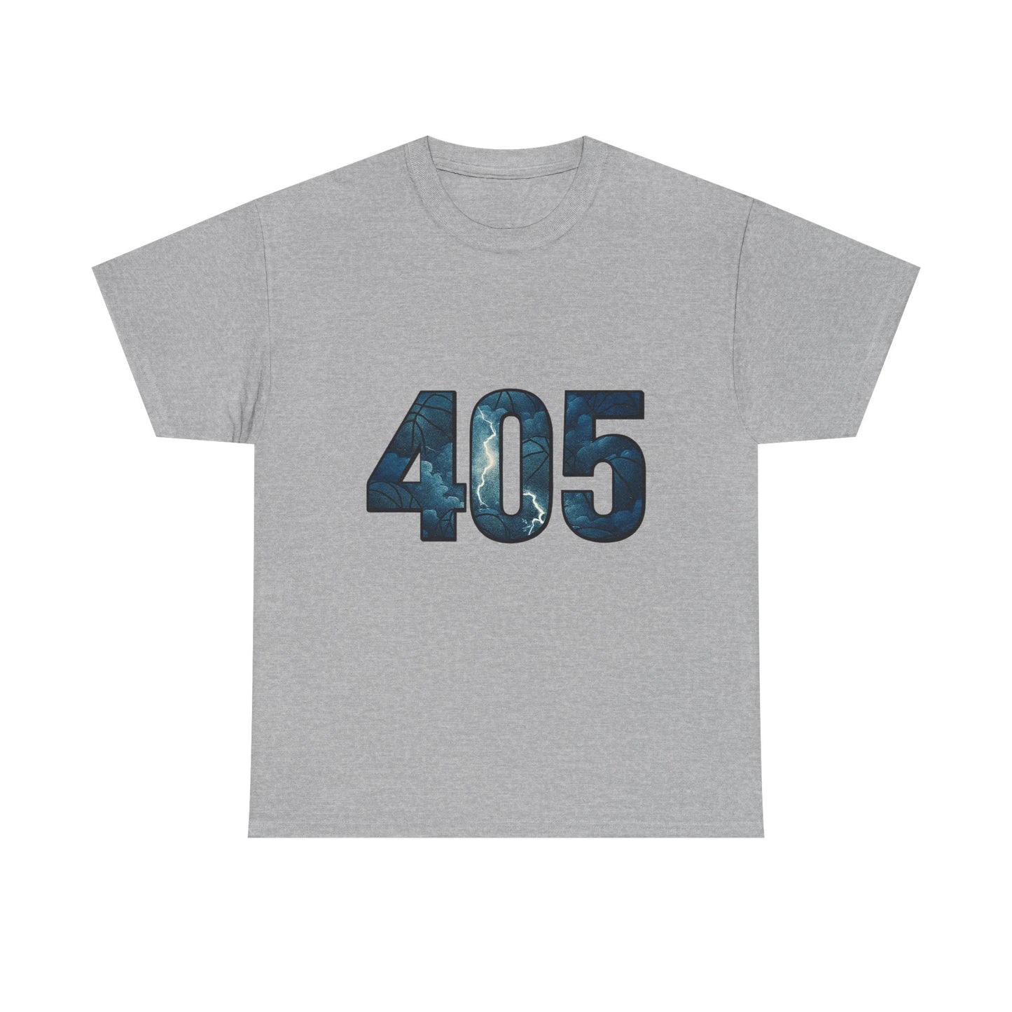 405 Thunder Lightning Tee | OKC Basketball Shirt | Oklahoma Area Code Shirt | Orange & Blue Thunder Fan Graphic Tee | Local Pride Shirt