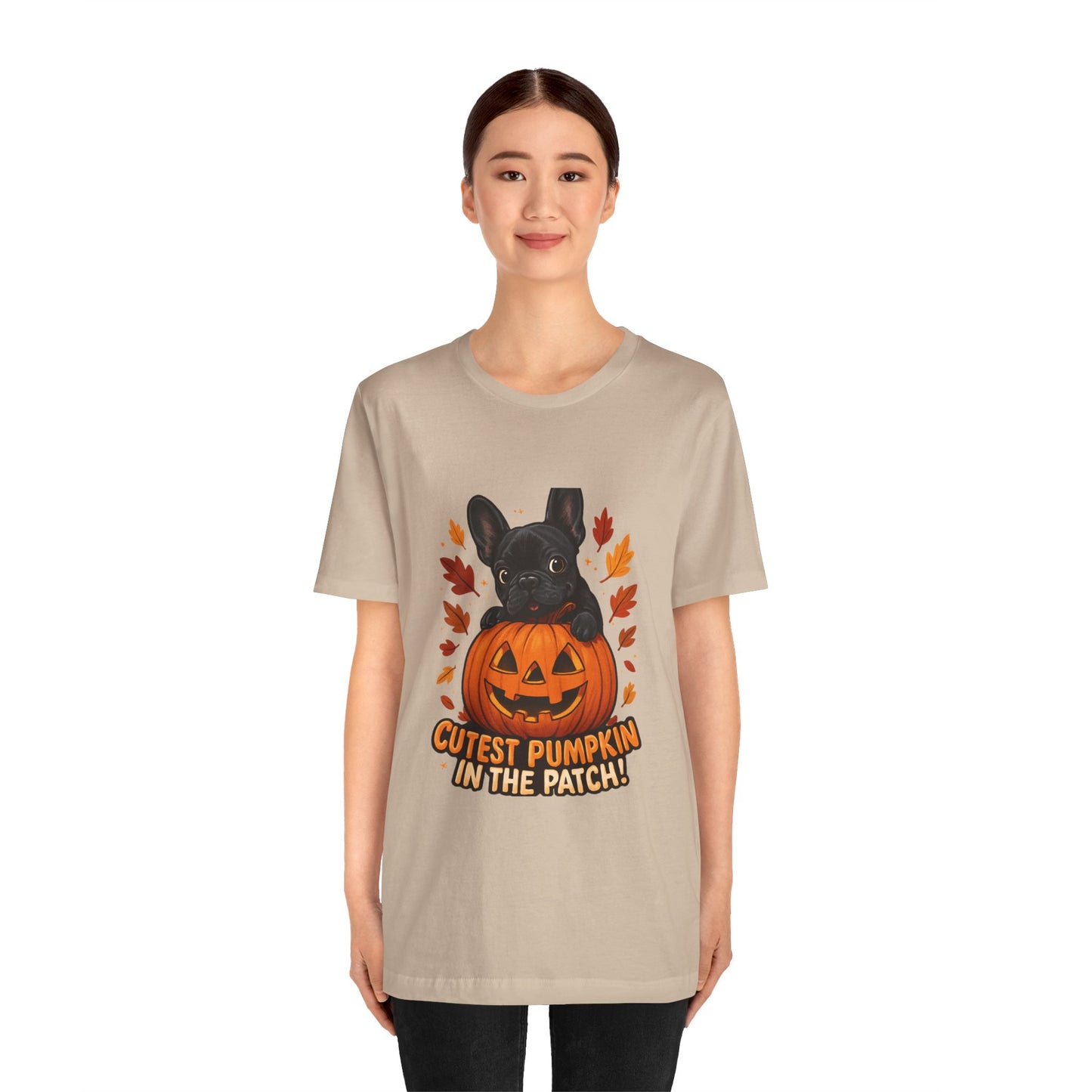 Cutest Pumpkin in the Patch Frenchie T-Shirt | Halloween Dog Lover Tee | Fall French Bulldog Shirt | Cute Pumpkin Patch Graphic Tee