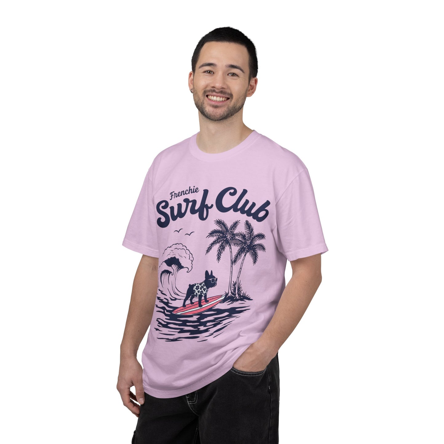Frenchie Surf Club Shirt, Surfing French Bulldog Tee, Beach Frenchie Shirt, Summer Dog Lover Shirt, Coastal French Bulldog Gift