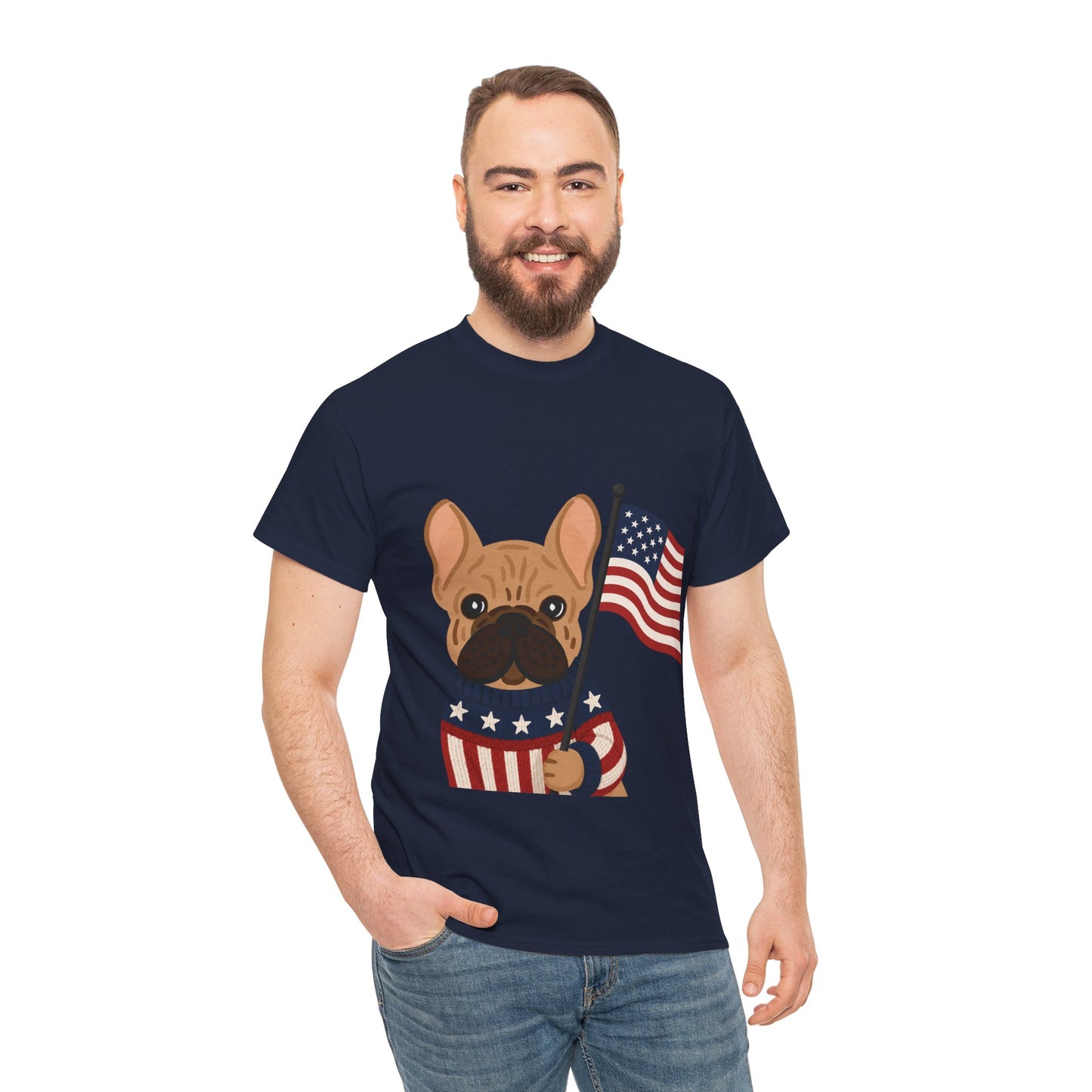 Patriotic French Bulldog Shirt, American Flag Frenchie Tee, Fourth of July Dog Lover Shirt, USA French Bulldog Gift, Patriotic Puppy Sweater Tee