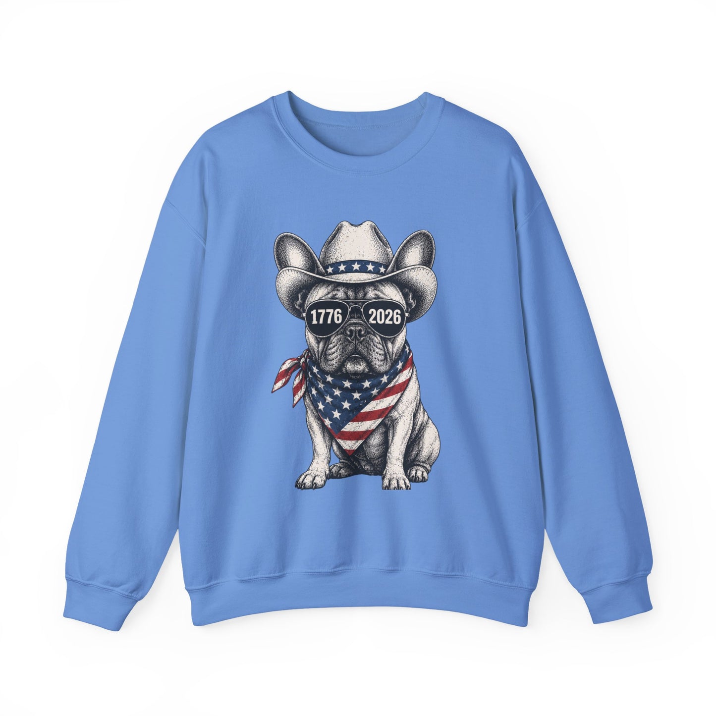 America 250 French Bulldog Sweatshirt, Patriotic Frenchie Crewneck, 1776 2026 USA Anniversary Sweatshirt, Fourth of July Dog Lover Gift