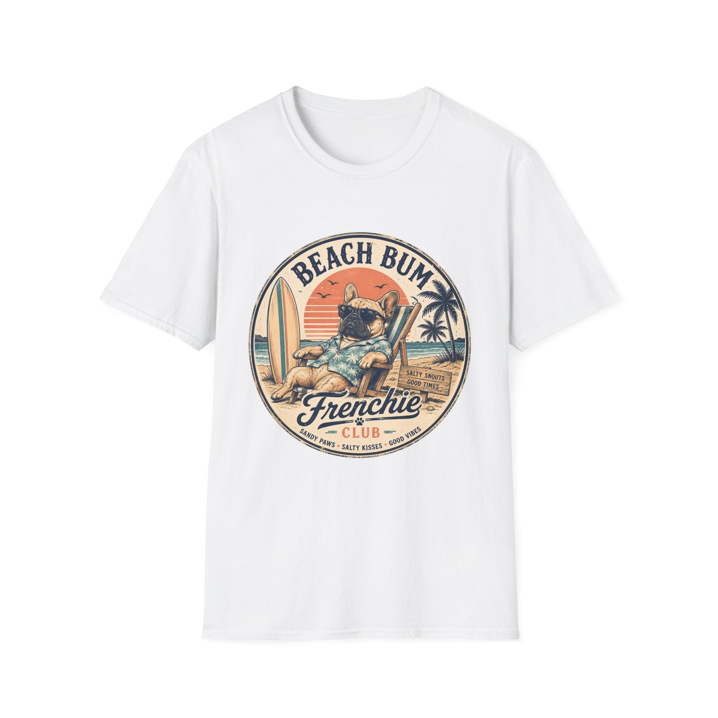 Beach Bum French Bulldog Shirt, Frenchie Beach Club Tee, Summer Frenchie Shirt, Dog Mom Beach Shirt, Coastal French Bulldog Graphic Tee
