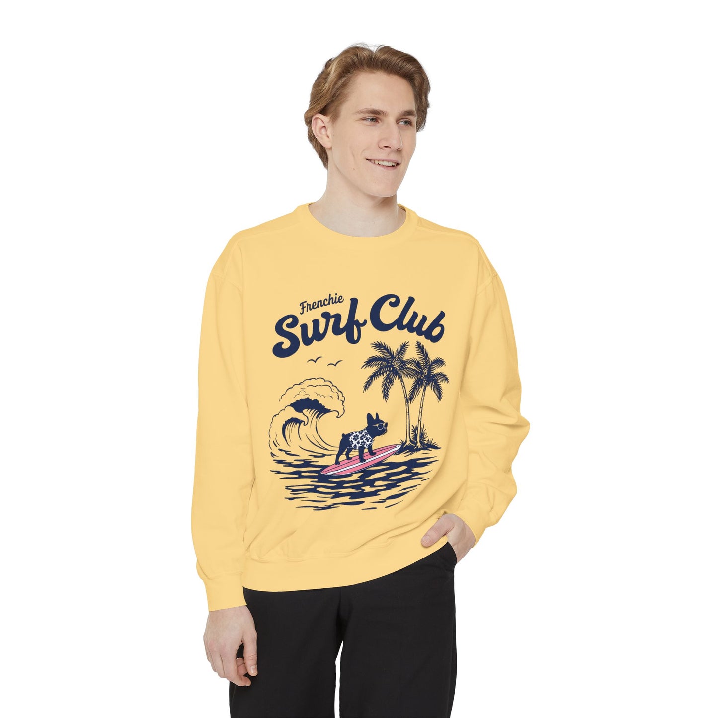 Surf Club Sweatshirt — Frenchie Surfing Graphic Crewneck