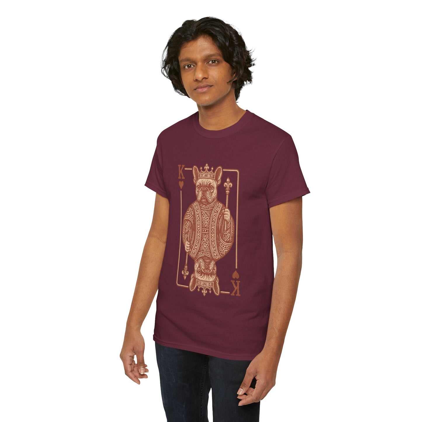 King French Bulldog Shirt, Frenchie Playing Card Tee, Royal Frenchie T-Shirt, Vintage French Bulldog Graphic Shirt, Dog Lover Gift, King of Hearts Frenchie Tee